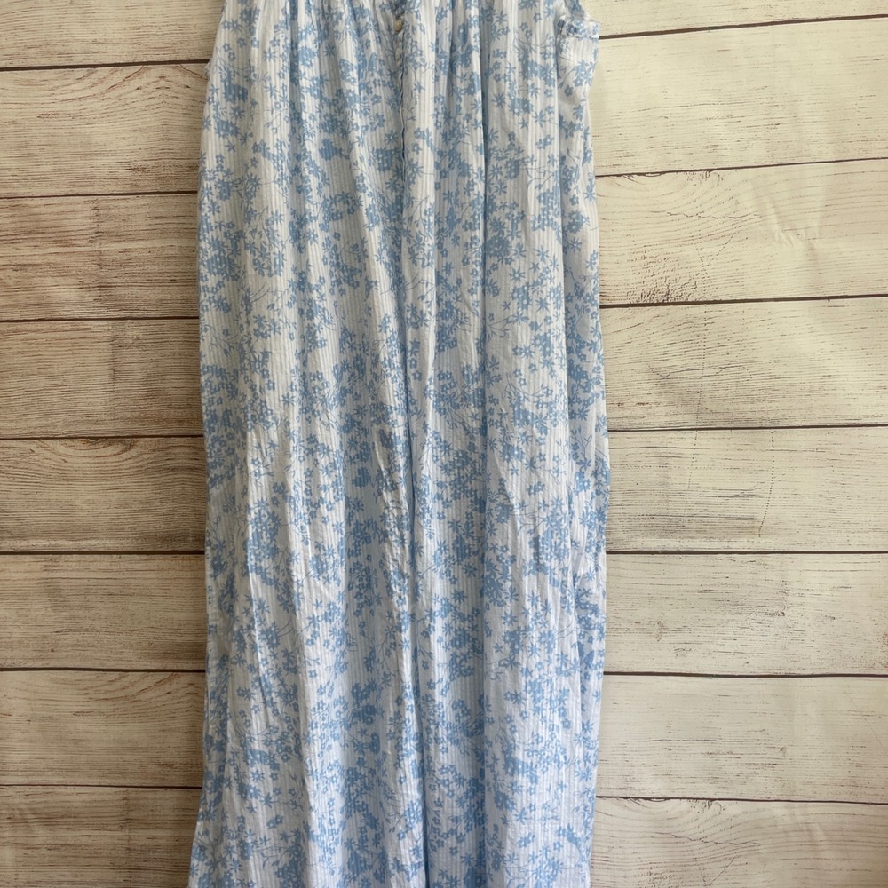 VINTAGE SHABBY CHIC MAXI GOWN IN BLUE FLORAL PRINT - Picture 3 of 8